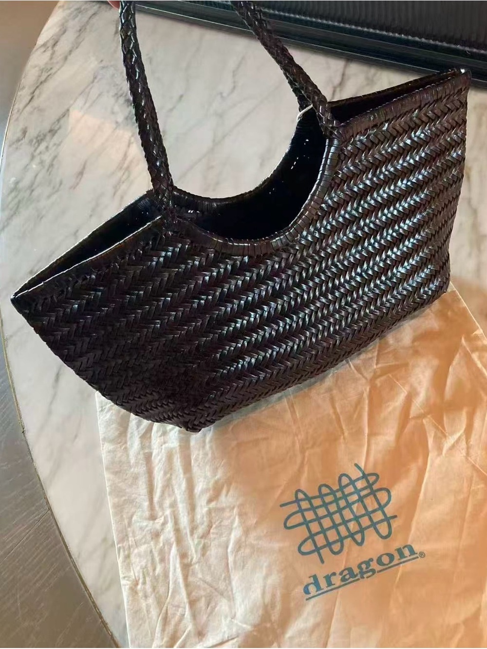 DRAGON DIFFUSIONNantucket large leather tote Bag in Dark Brown - Picture 3 of 12